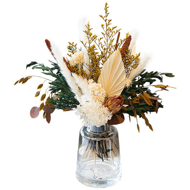 MUYEJI Natural Dried Flower Bouquet Mix Bouquet | Protea Repens, Hydrangea, Eucalyptus, Palm, Millet, Limonium, Pampas Grass, Floral Arrangements for Home Wedding Decor