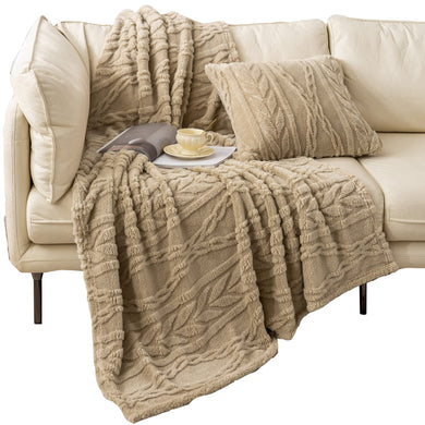 YUSOKI Sherpa Throw Blanket-3D Stylish Design Super Soft Fuzzy Cozy Warm Blanket Thick Plush Fluffy Furry Blankets for Teen Girls Women Couch Bed Sofa Chair Men Boys Gift(Tan,50