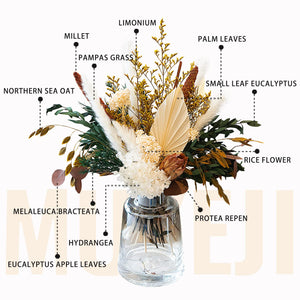 MUYEJI Natural Dried Flower Bouquet Mix Bouquet | Protea Repens, Hydrangea, Eucalyptus, Palm, Millet, Limonium, Pampas Grass, Floral Arrangements for Home Wedding Decor