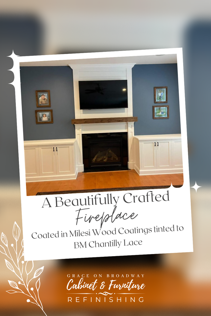 A Beautifully Crafted Fireplace Coated in Milesi Wood Coatings tinted to BM Chantilly Lace
