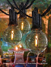 Outdoor String Lights 25 Feet G40 Globe LED Patio Lights with 13 Edison Plastic Bulbs(1 Spare), Waterproof Connectable Hanging Lights for Backyard Porch Balcony Party Decor, E12 Socket Base, Black