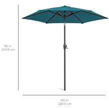 Best Choice Products 7.5ft Heavy-Duty Round Outdoor Market Table Patio Umbrella w/Steel Pole, Push Button Tilt, Easy Crank Lift - Cerulean