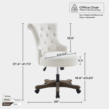 Batohom Home Office Chair Adjustable Height Swivel Chair with Wheels Linen Fabric Upholstered Computer Desk Chair with Wooden Legs Comfortable Armless Chair for Home Office Study Studio(Beige)