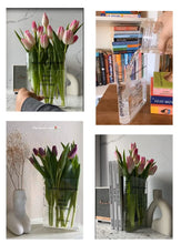 Puransen Bookend Vase for Flowers, Cute Bookshelf Decor, Unique Vase for Book Lovers, Artistic and Cultural Flavor Acrylic Vases for Home Office Decor, A Book About Flowers (Clear - B)