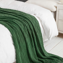 BOURINA Green Throw Blanket Textured Solid Soft Sofa Couch Decorative Knitted Blanket, 50" x 60" Green