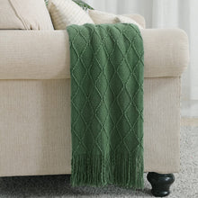 BOURINA Green Throw Blanket Textured Solid Soft Sofa Couch Decorative Knitted Blanket, 50" x 60" Green