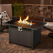 Yaheetech 43in Fire Pit Propane Fire Pit 50,000 BTU Rectangle Fire Pit Table with Glass Tabletop and Waterproof Cover, Gas Fire Table for Garden, Patio, Outdoor, CSA Certification
