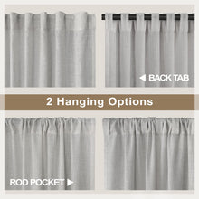 Light Grey Curtains 96 Inches Long for Living Room 2 Panels Back Tab Pocket Airy Flowy Lightweight Semi Sheer Linen Gray Curtains for Boys Bedroom Dining Country Chic Decoration 52x96 Inch Length 8 FT