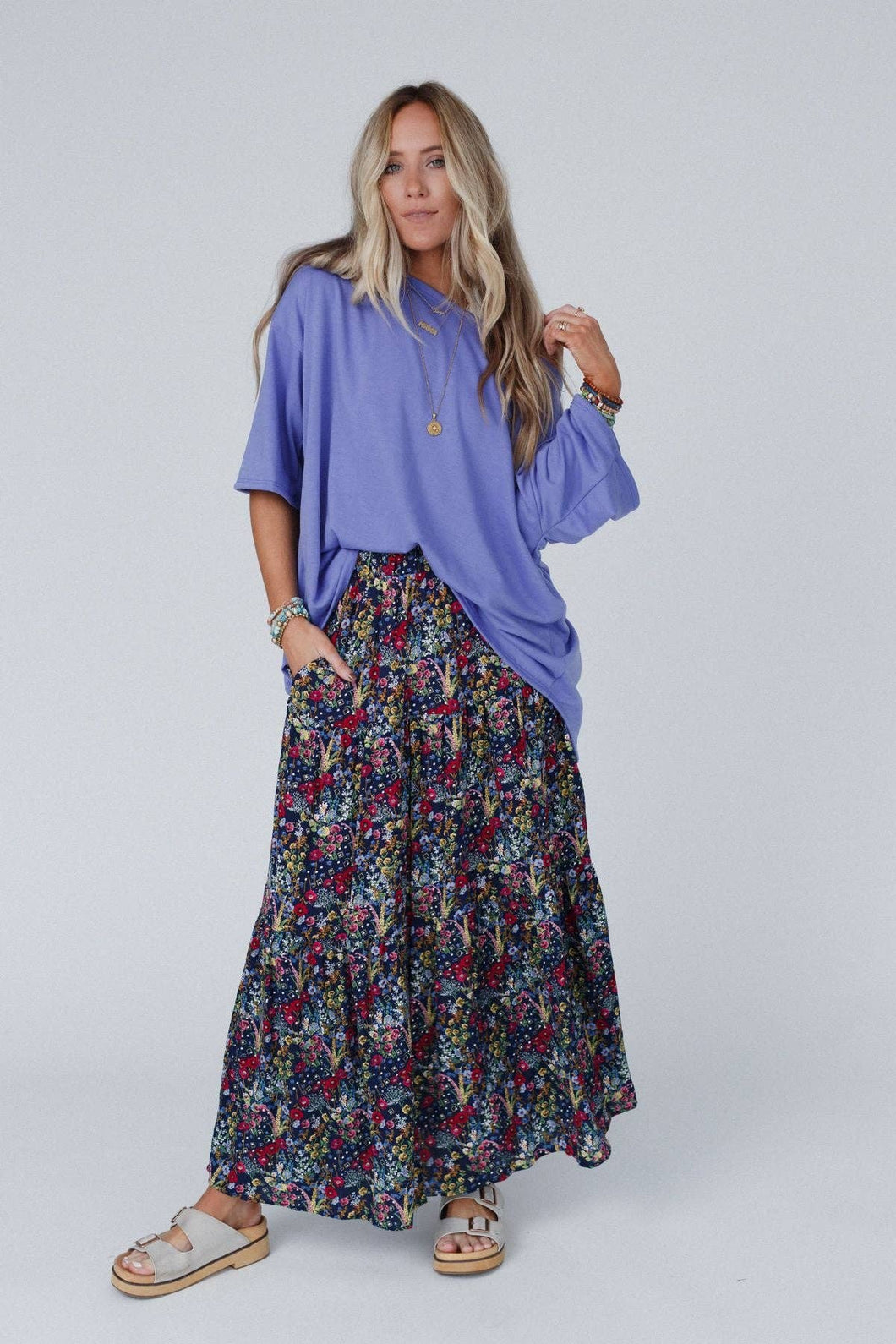 Love Letter Tiered Maxi Skirt - Navy