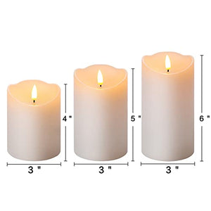 Girimax White Flameless Pillar Candles with Remote, Real Wax Flickering Battery Operated LED Candles Φ 3" H 4" 5" 6"