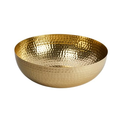 Creative Co-Op Round Hammered Metal Bowl, Gold Finish, 14