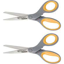 Westcott 13901 8-Inch Titanium Scissors For Office and Home, Yellow/Gray, 2 Pack