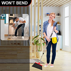 Broom Strongest 80% Heavier Duty - Outdoor Indoor Angle Broom with Extendable Broomstick for Sweeping - Easy Assembly & Durable, Great Use for Home Kitchen Room Office Lobby Floor