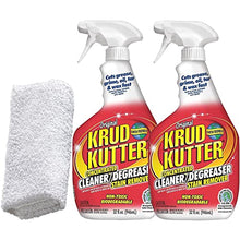 Krud Kutter Cleaner Sprays, 32oz | 2 Pack Bundle with 1 Daley Mint Towel - House Cleaning Degreaser and Stain Remover for Kitchen, Bath, Home