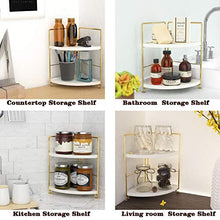 kaileyouxiangongsi 2-Tier Kitchen Spice Rack-Corner Bathroom Shelf- Triangle Standing Storage Rack for Bathroom, Living Room, Bedroom, Kitchen (Golden)