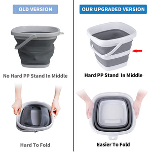 Craftend Collapsible Bucket, 5L 1.3Gallon Small Cleaning Mop Buckets for Household Outdoor Car Washing Tub Plastic Foldable Portable Camping Beach Sand Water Pot Pail Space Saving Square