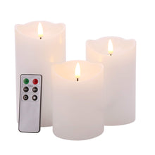 Eywamage White Flameless Pillar Candles with Remote, Flickering Realistic LED Wax Candles Battery Operated Christmas Decor, D 3" H 4" 5" 6"