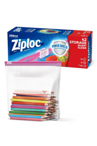 Ziploc Quart Food Storage Slider Bags, Power Shield Technology for More Durability, 42 Count