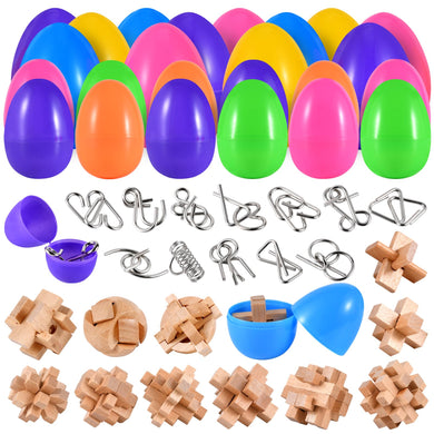 24 Pack Easter Eggs Fillers with Brain Teaser Puzzle Set, Prefilled Easter Eggs for Teens Adults Boys Girls, Easter Basket Stuffers, Easter Baskets Eggs fillers, Puzzle Games, Easter Party Favors