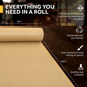 Bryco Goods 18" x 1,200" Brown Kraft Packing Paper - Versatile for Different Arts and Crafts Projects - Pin Up Your Work Or School Notes - Create Vision Board for Your Bedroom - Everything in A Roll