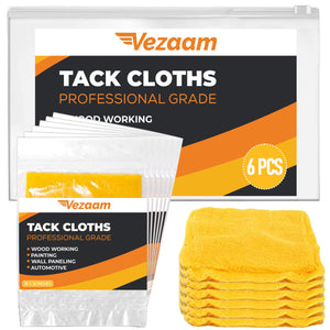 VEZAAM Tack Cloths - 6 Pcs, Remove Dust, Sanding Particles, Clean & Polish, Ideal for Woodworking & Painting, 18x36