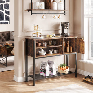 Bestier Coffee Bar with Storage Buffet Cabinet Kitchen Sideboard with Adjustable Shelves Console Table for Kitchen Dinning Room Living Room Hallway Entrance, Rustic Brown
