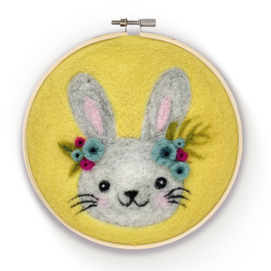 Floral Bunny in a Hoop Needle Felting Craft Kit - Grace on Broadway 