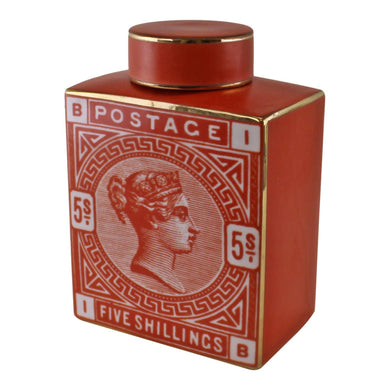 Postage Stamp Decorative Ginger Jar, Burnt Orange - Grace on Broadway 