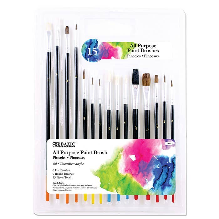 All Purpose Paint Brush - Pack of 15 - Grace on Broadway 