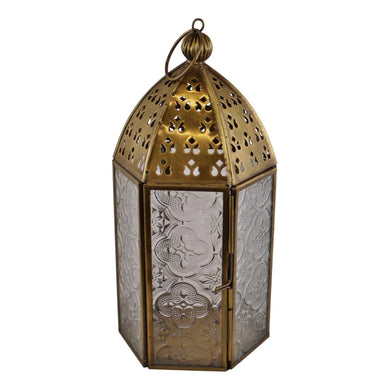 Small Gold Metal Moroccan Style Kasbah Candle Lantern - Grace on Broadway 