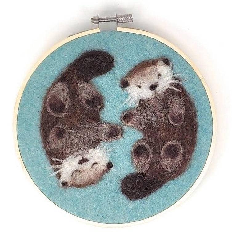 Otters in a Hoop Needle Felting Craft Kit - Grace on Broadway 